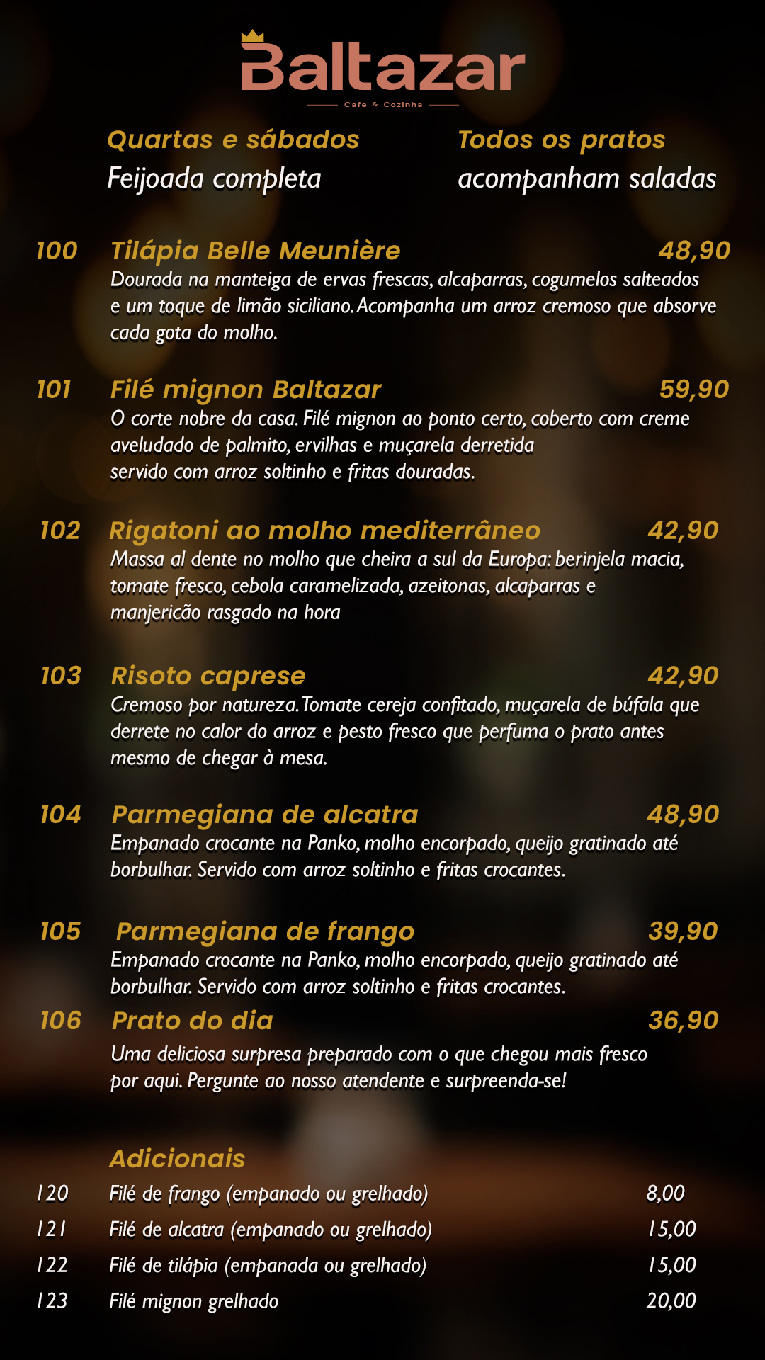 Cardápio de Pratos Baltazar
